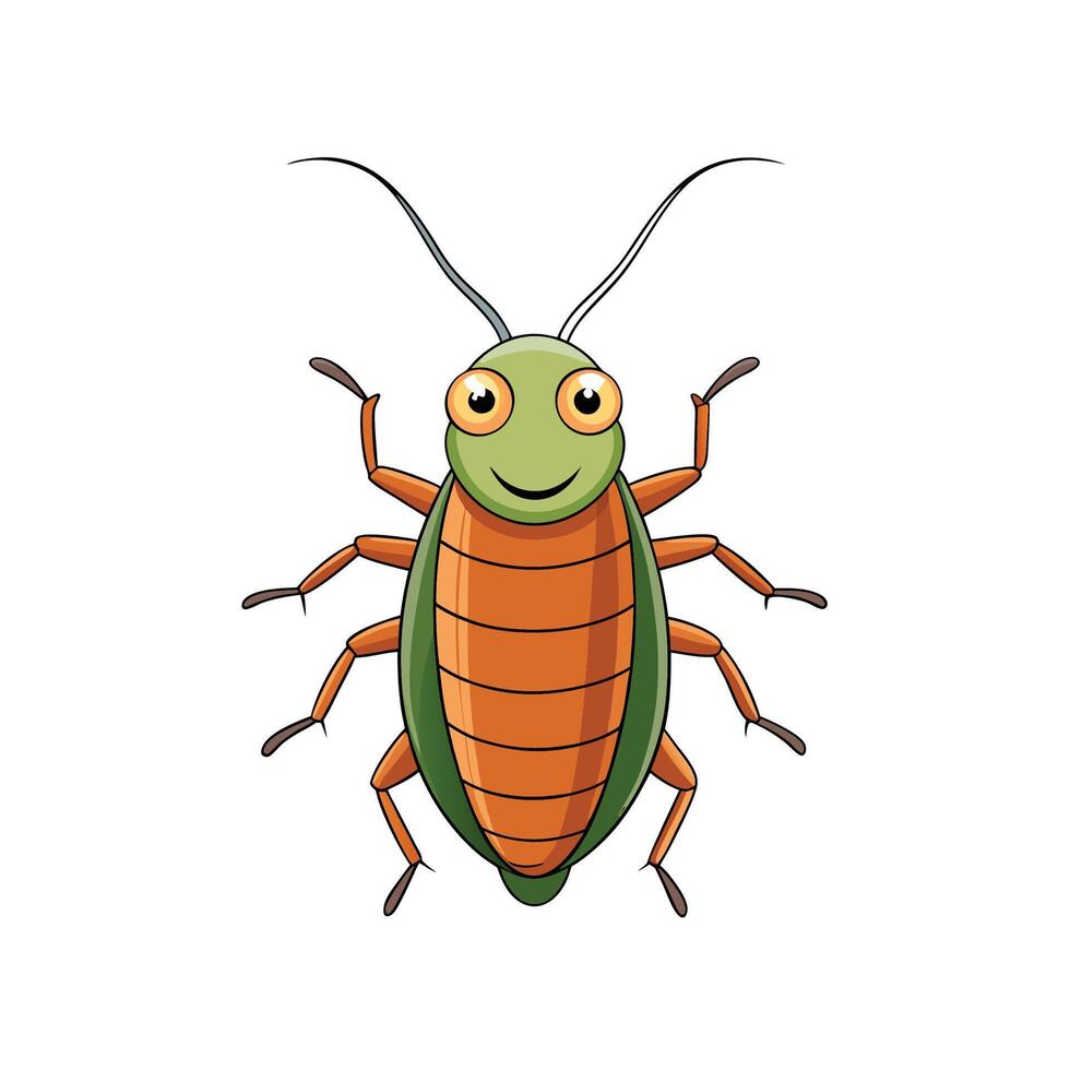 Cheerful cartoon cockroach illustration with simple design and bright colors vector
