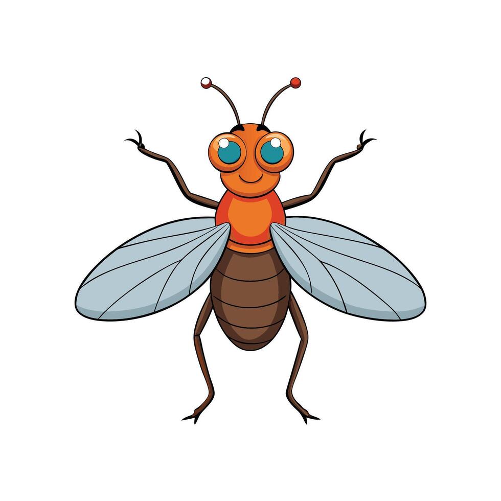 Cute cartoon fly insect character isolated on white background vector
