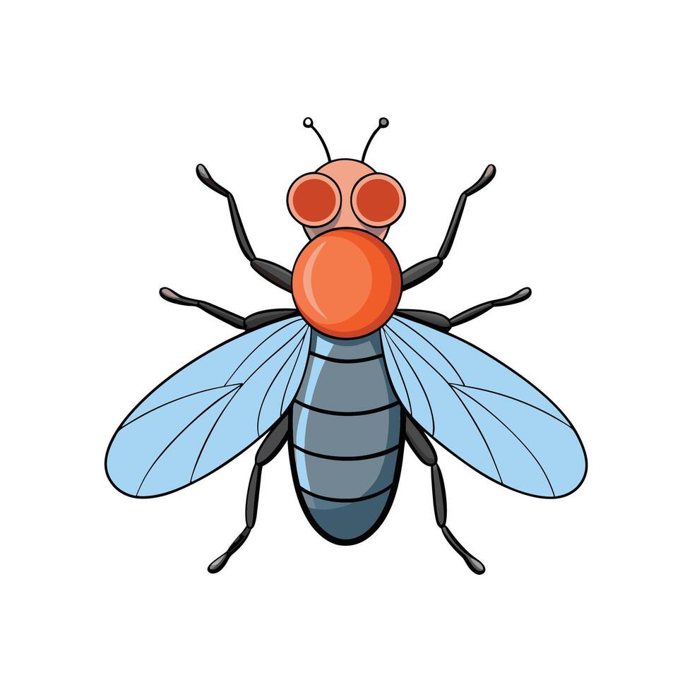 Cartoon fly illustration with bold outline details vector