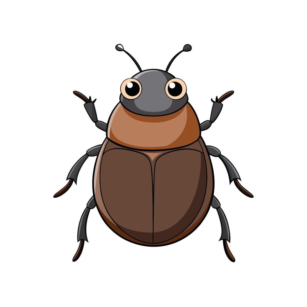 Cartoon beetle illustration with large eyes isolated on white vector