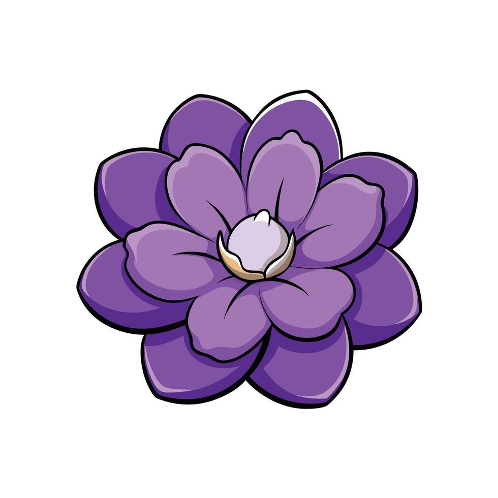 Stylized purple flower with white center isolated on white vector