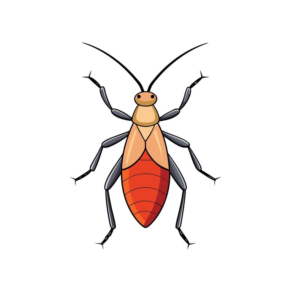 Cartoon bug with orange body and grey legs vector
