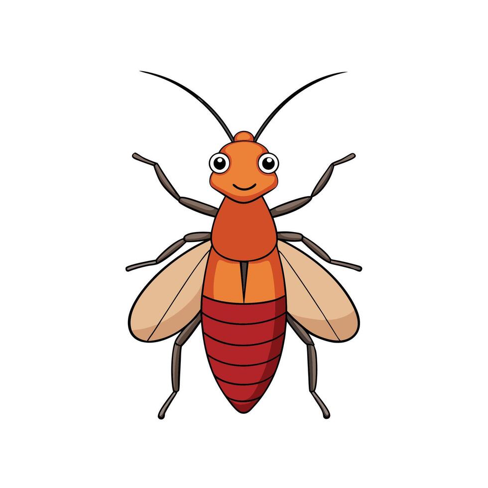 Cartoon cockroach illustration with smiling face on white background vector