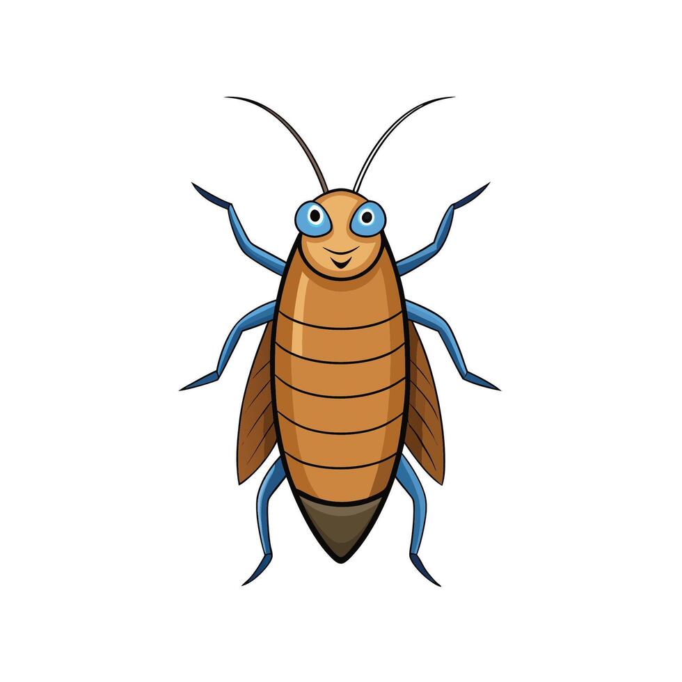 Cartoon cockroach illustration on white background full shot image vector