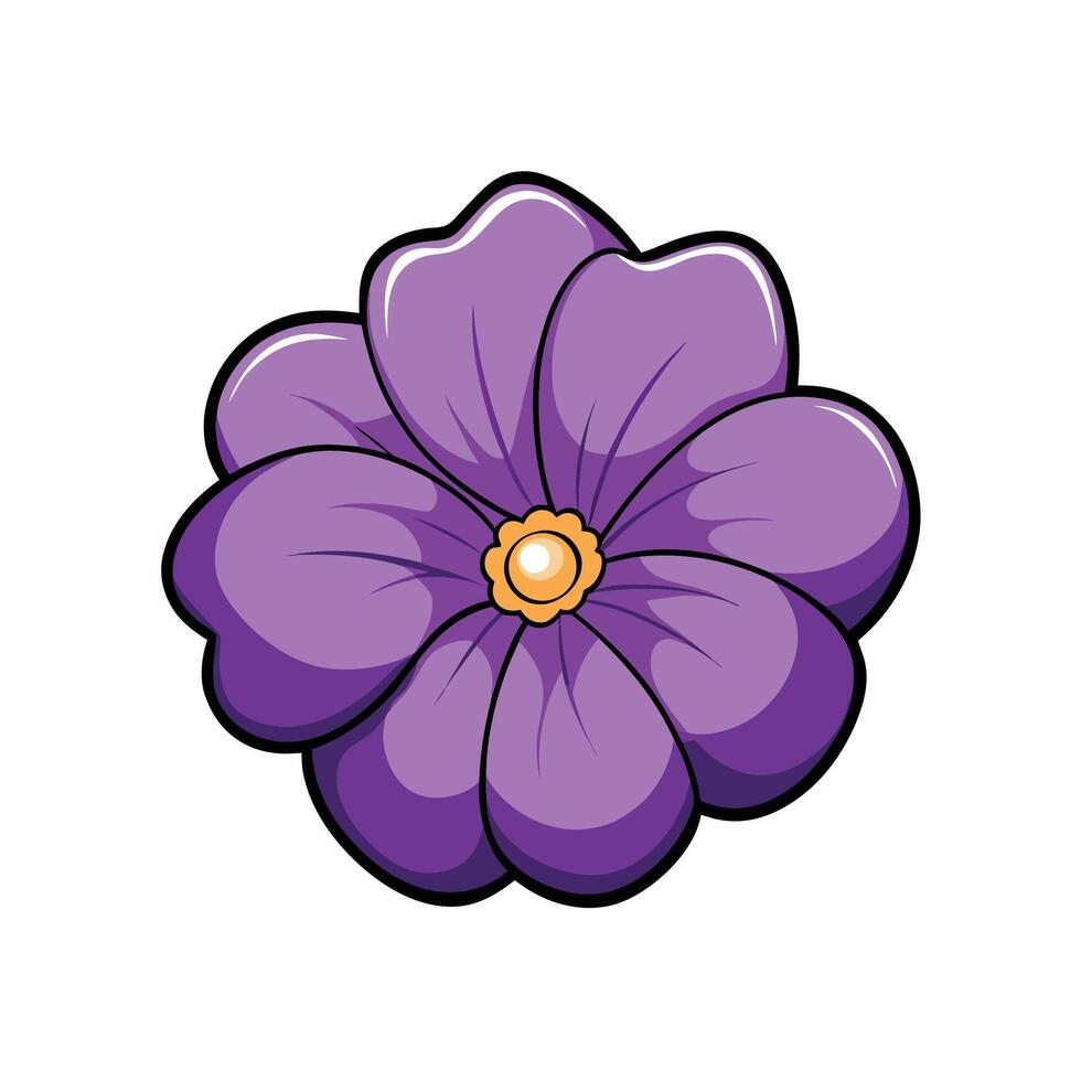 Stylized purple flower with yellow center on white background vector