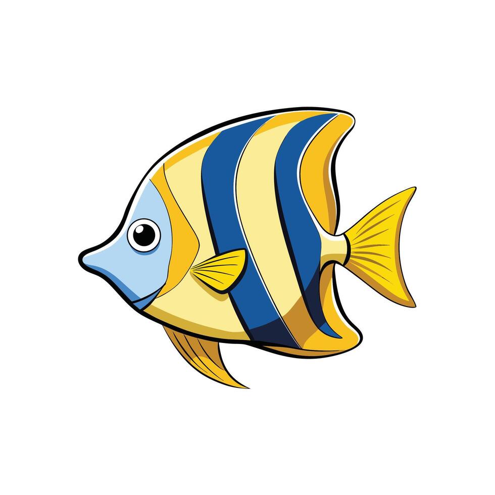 Colorful striped tropical fish illustration on white background art vector