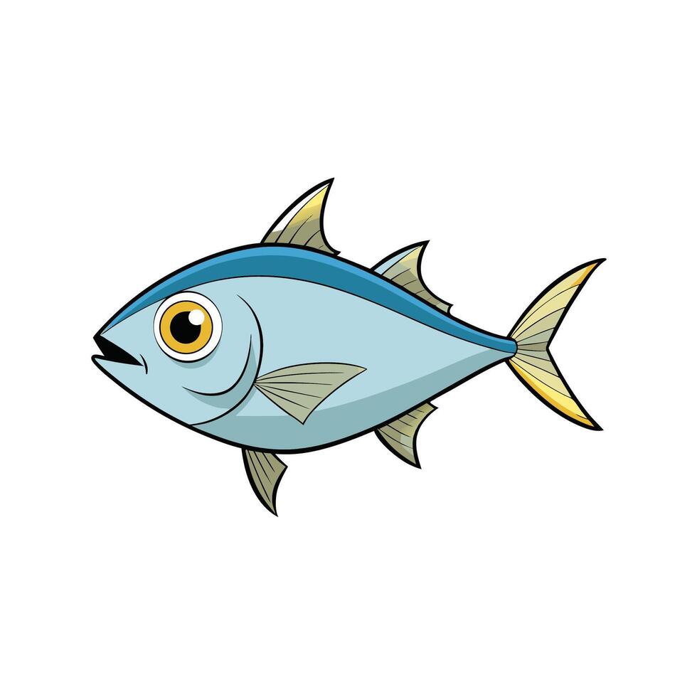 Cartoon illustration of a tuna fish with black outline vector