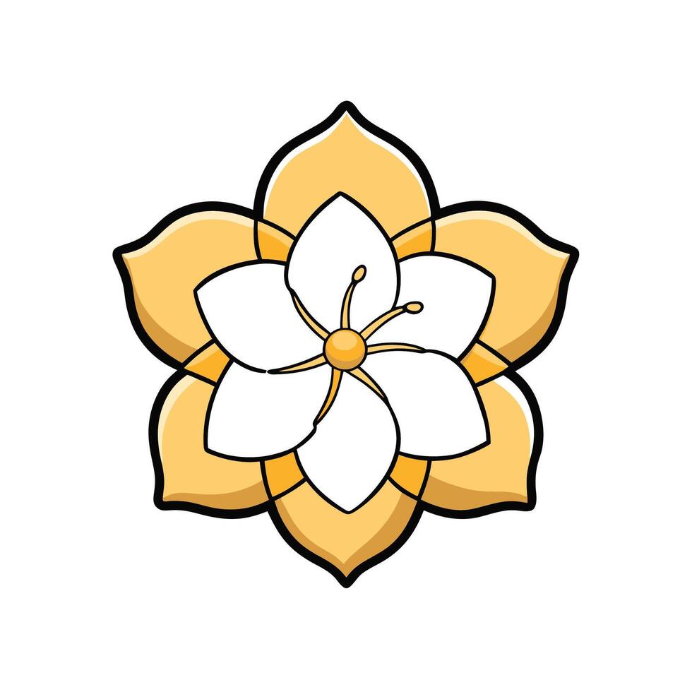 White and gold flower in flat illustration format vector
