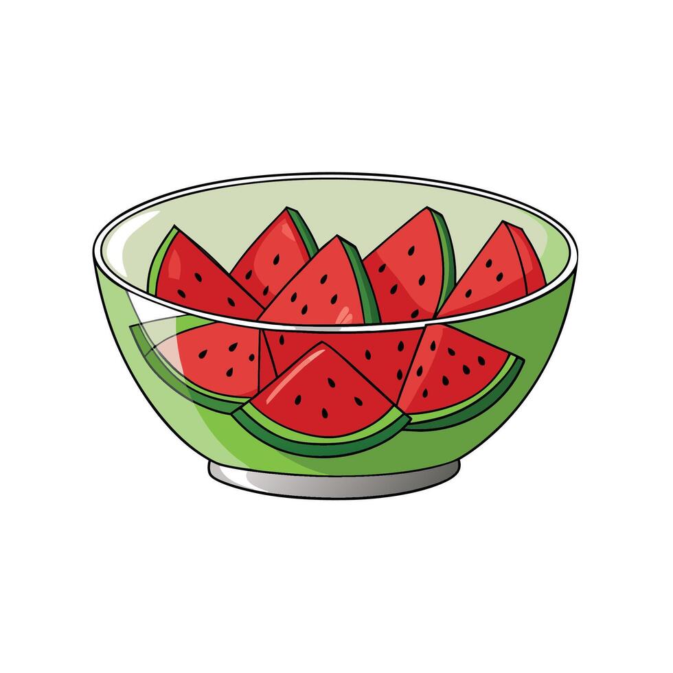 Bowl of vibrant watermelon slices, a refreshing summer treat vector