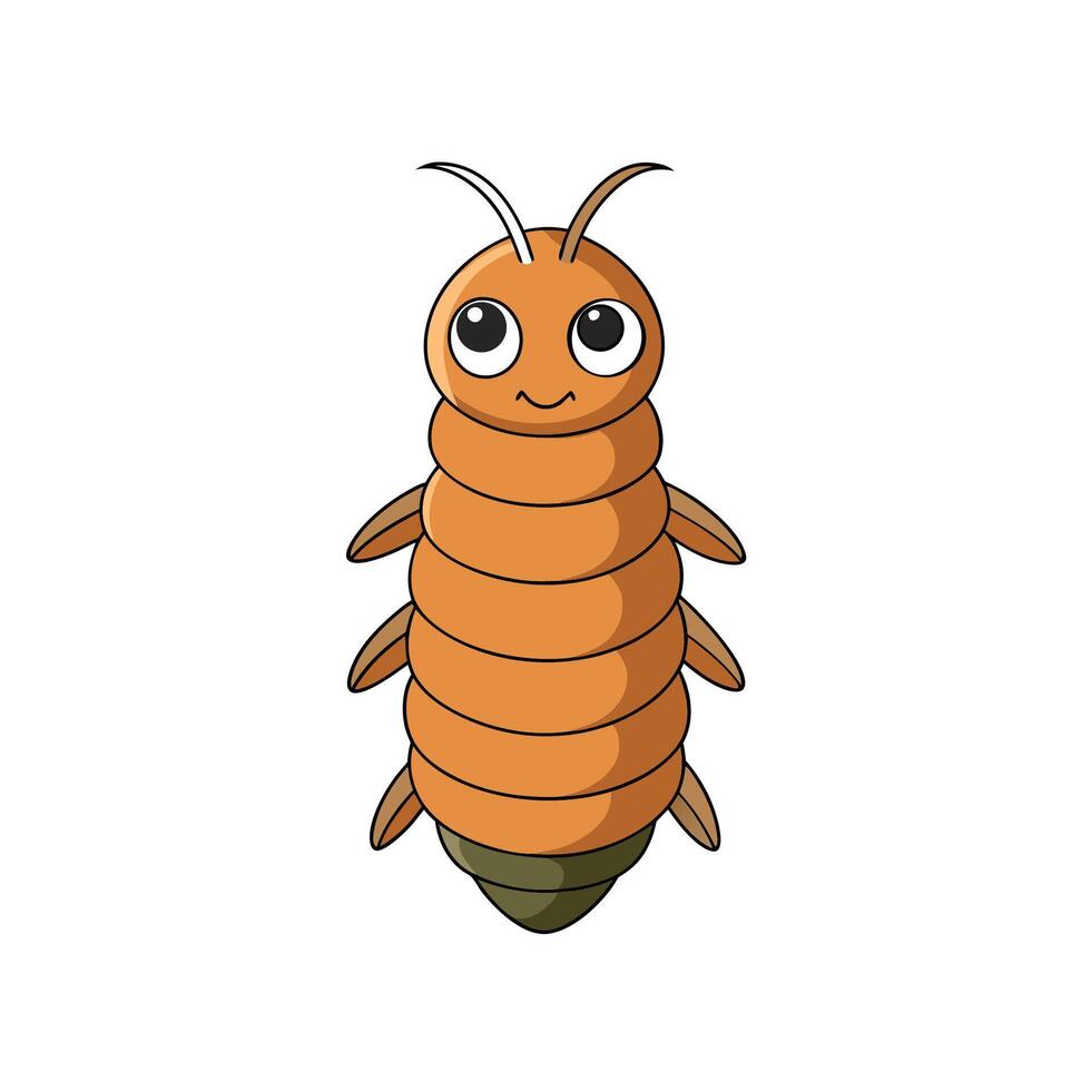 Friendly Cartoon Millipede Illustration on White Background Centered View vector