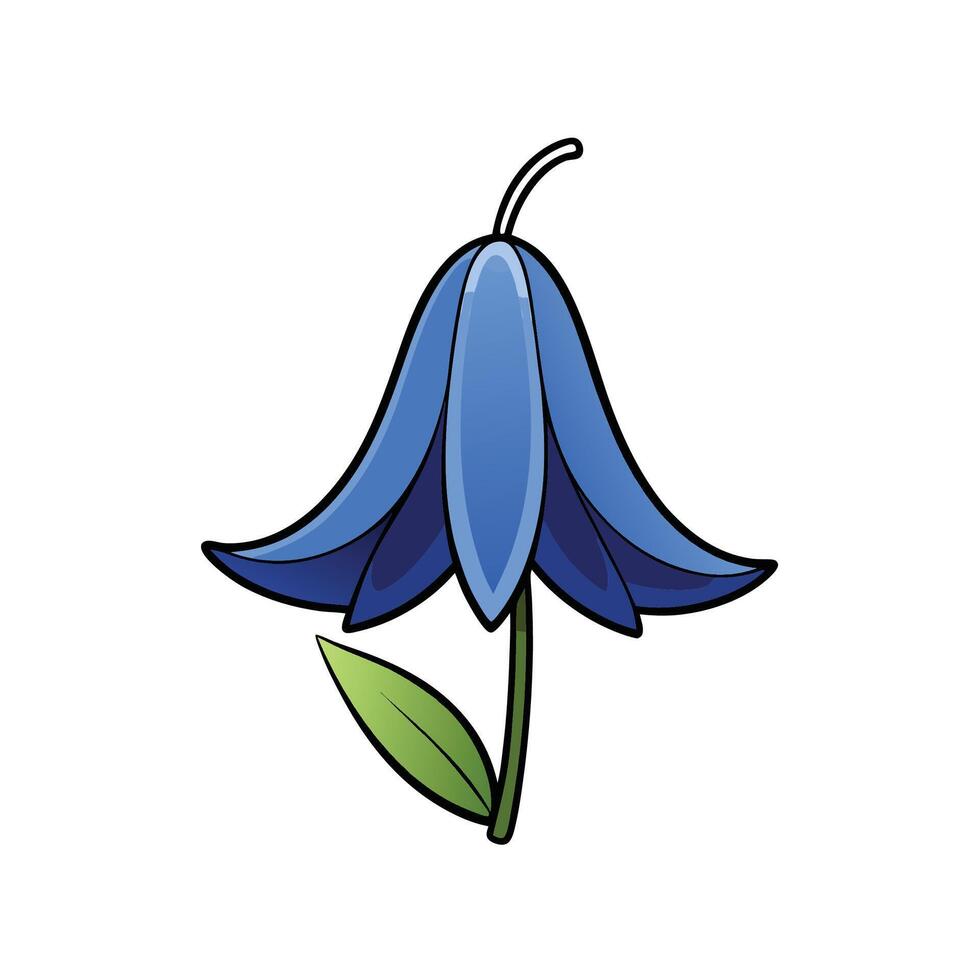 Stylized single bluebell flower illustration on white background vector