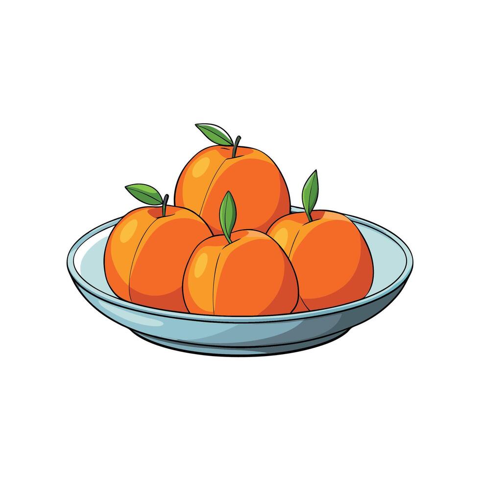 A bowl of fresh peaches presented on a light background vector