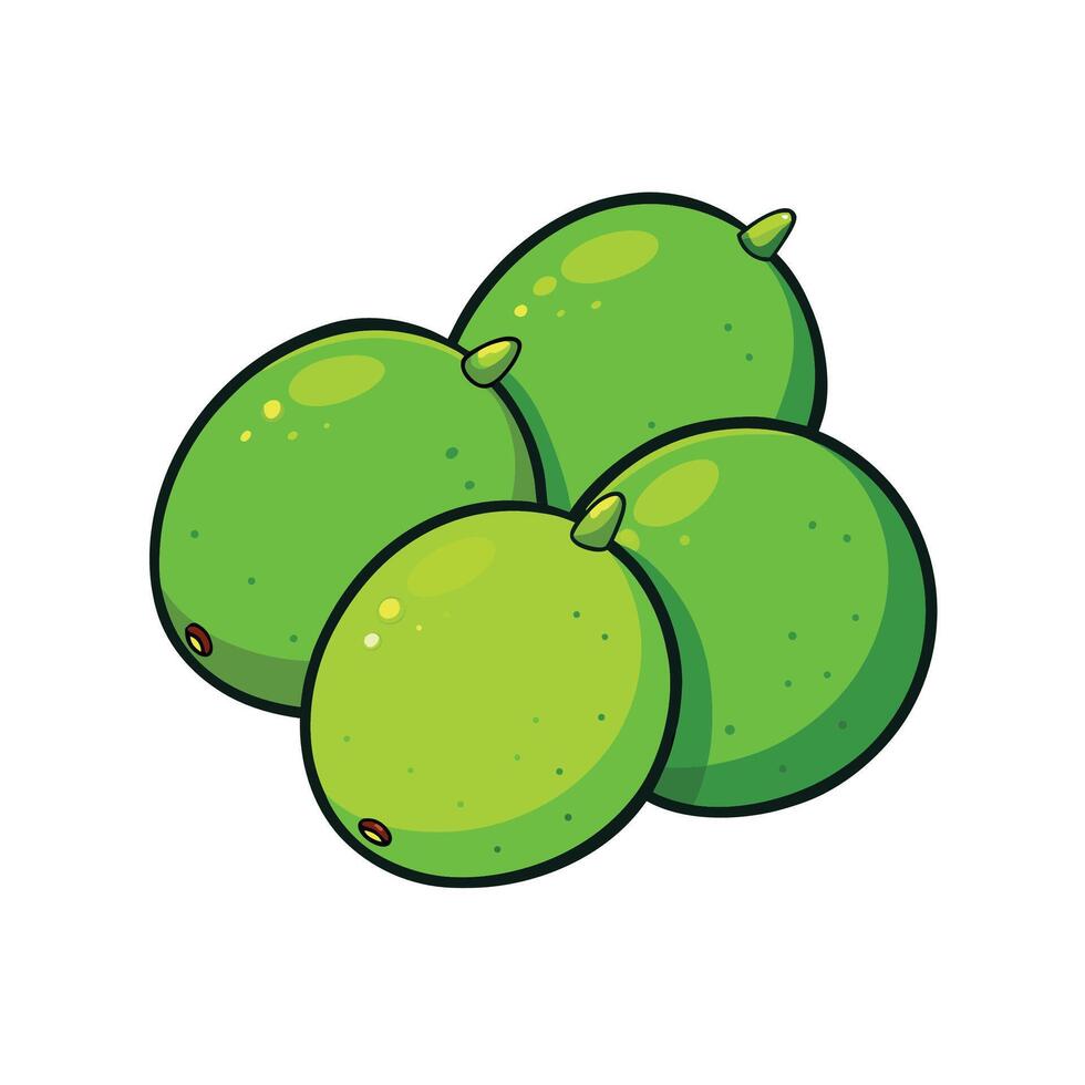 Illustration of clustered cartoon green limes with black outline vector