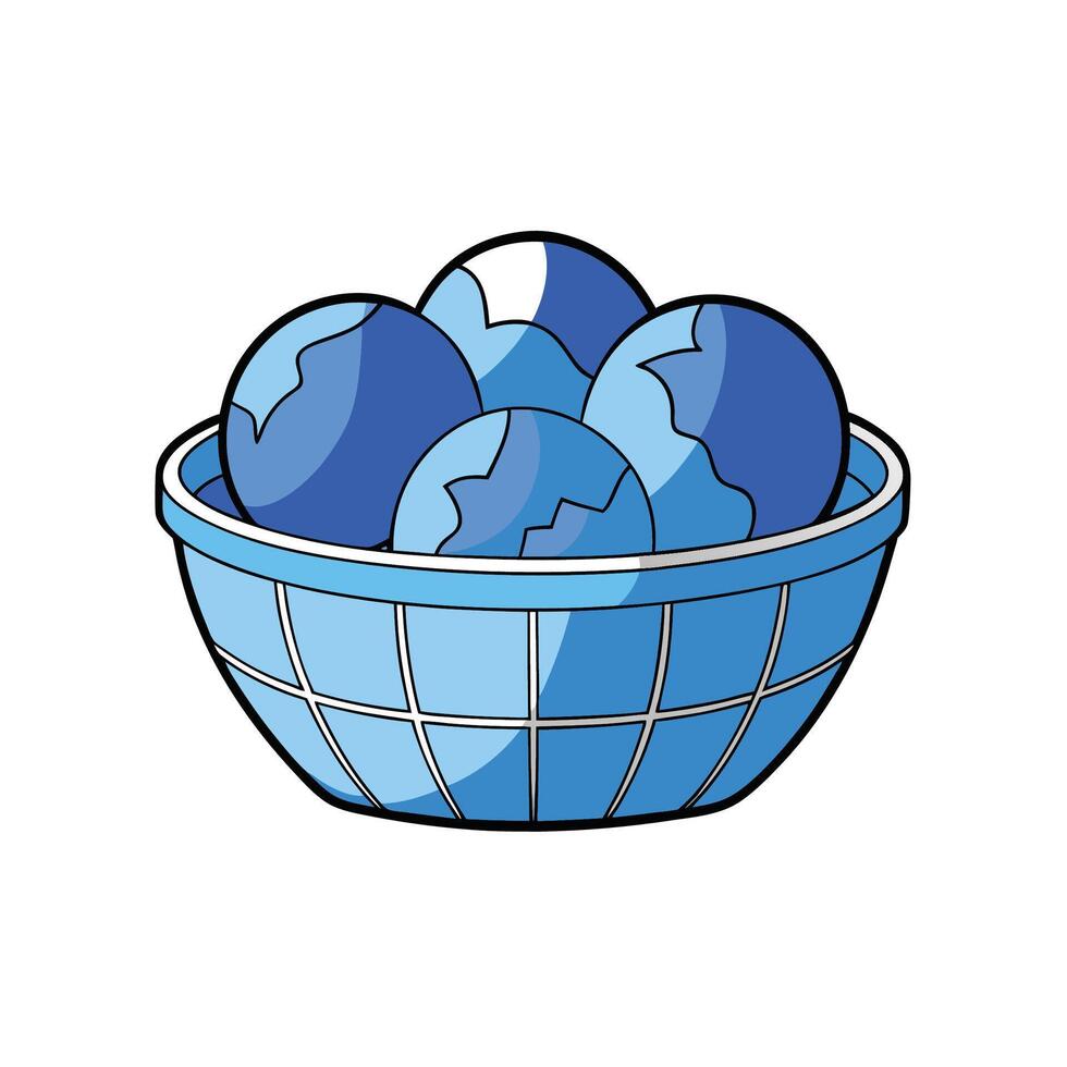 Bowl of blue spheres isolated on a white background vector