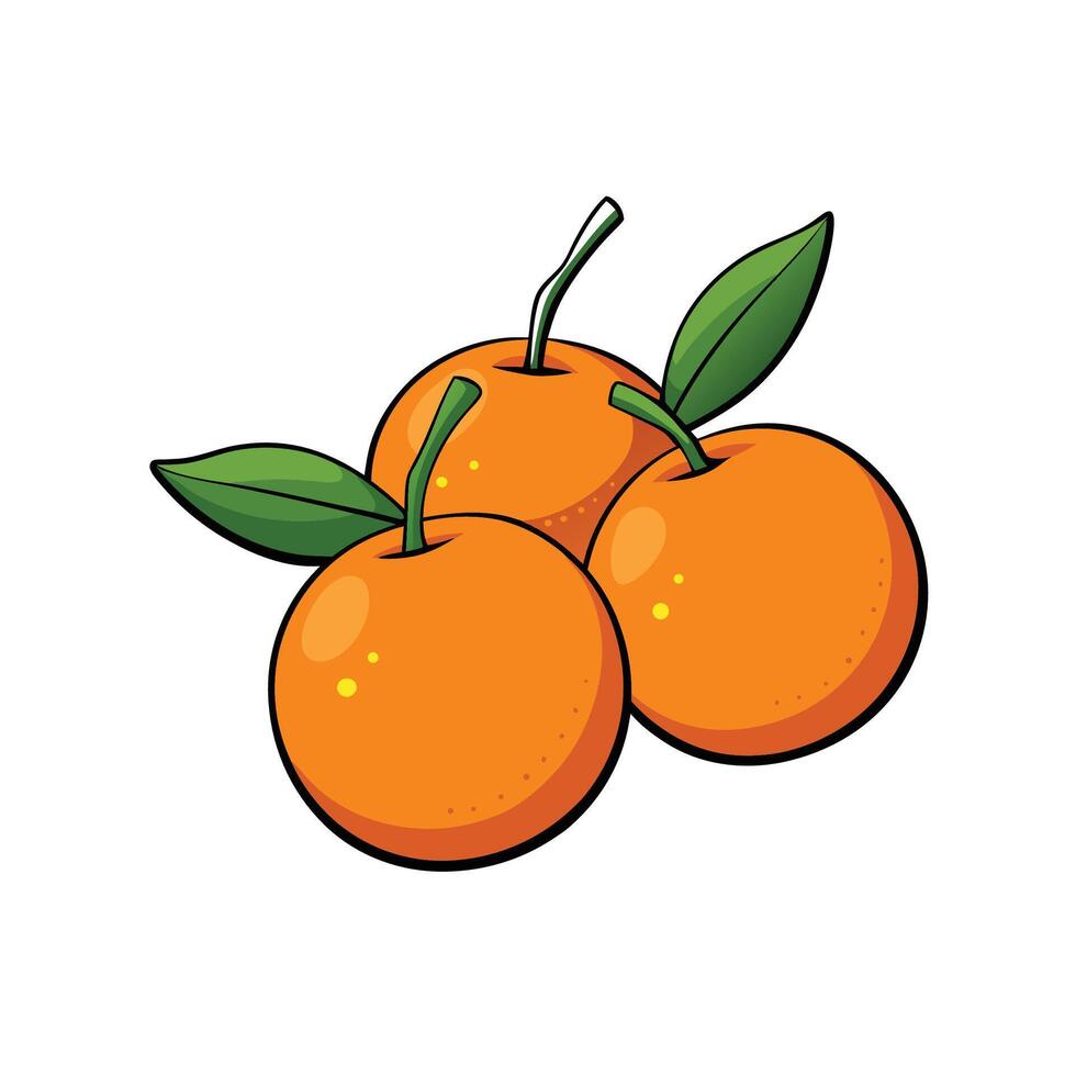 Cartoon oranges with leaves, isolated on a white background vector