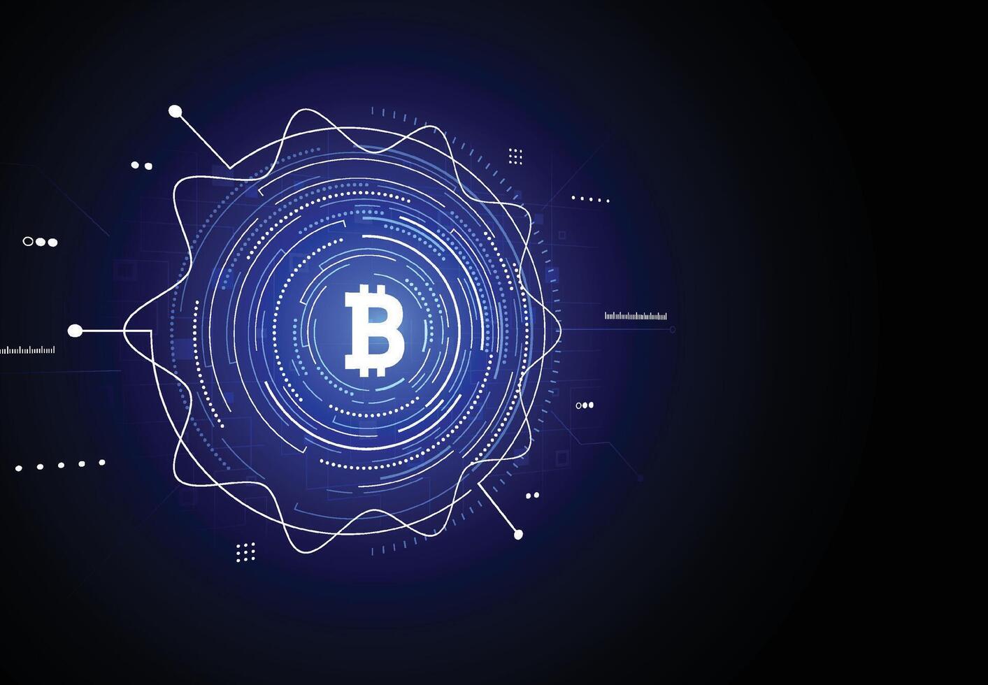Bitcoin cryptocurrency digital technology on circuit board design. illustration vector