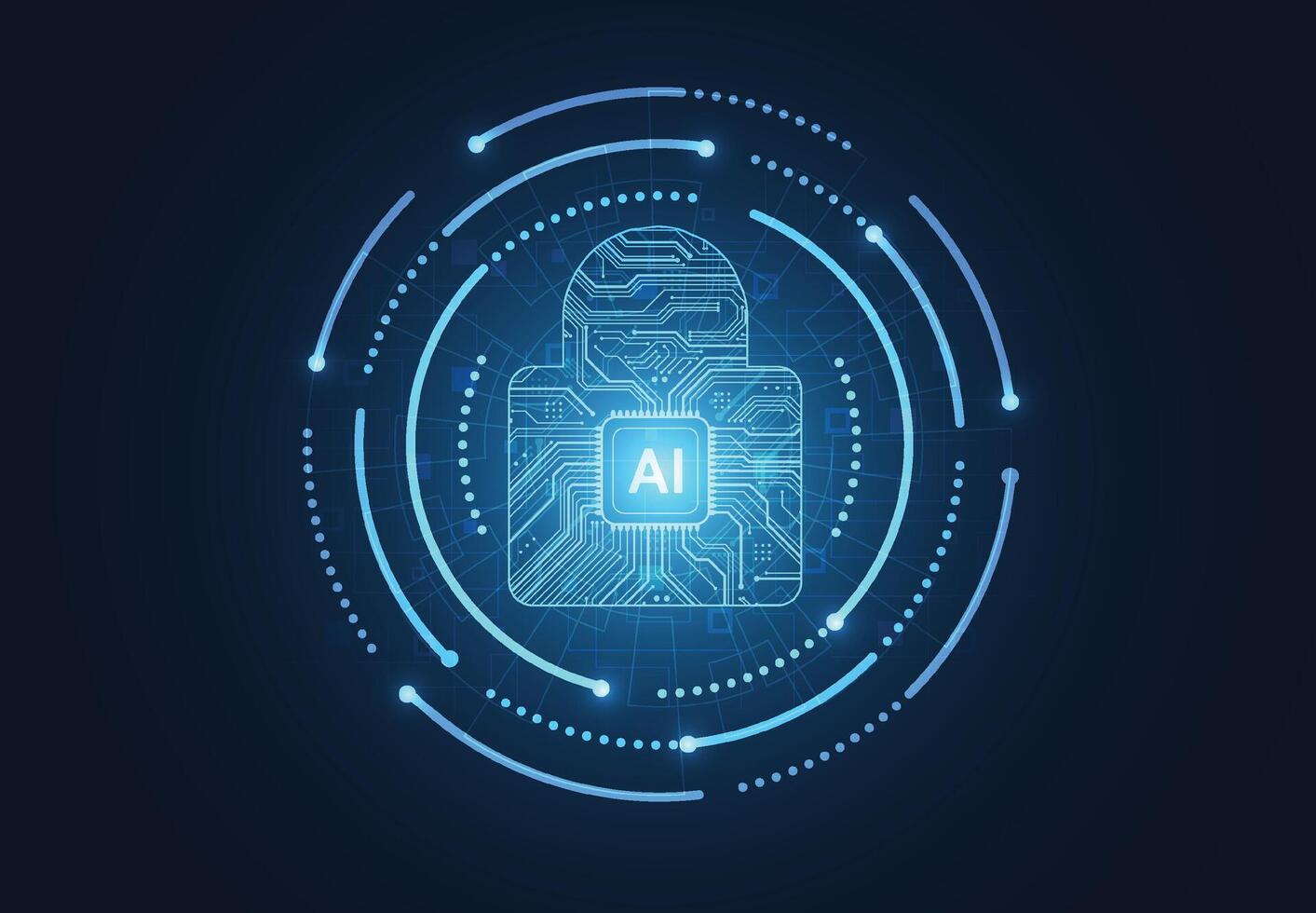 Premium artificial intelligence security digital concept. Abstract technology background protect system innovation for business. illustration vector