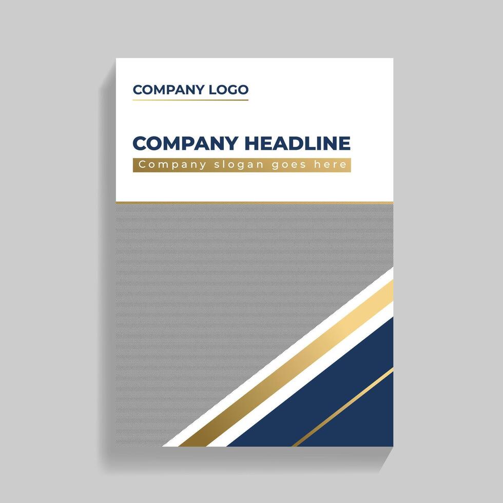 Modern Company Brochure Template Elegant Design Gold and Blue vector