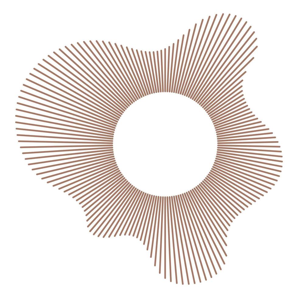 Circular wave. Sound circle lines. Wavy radial frame pattern. Sound ring mockup. Radial rays. Logo, radial spectrum. Voice symbol. Depicting audio music icon. Trendy colour. vector