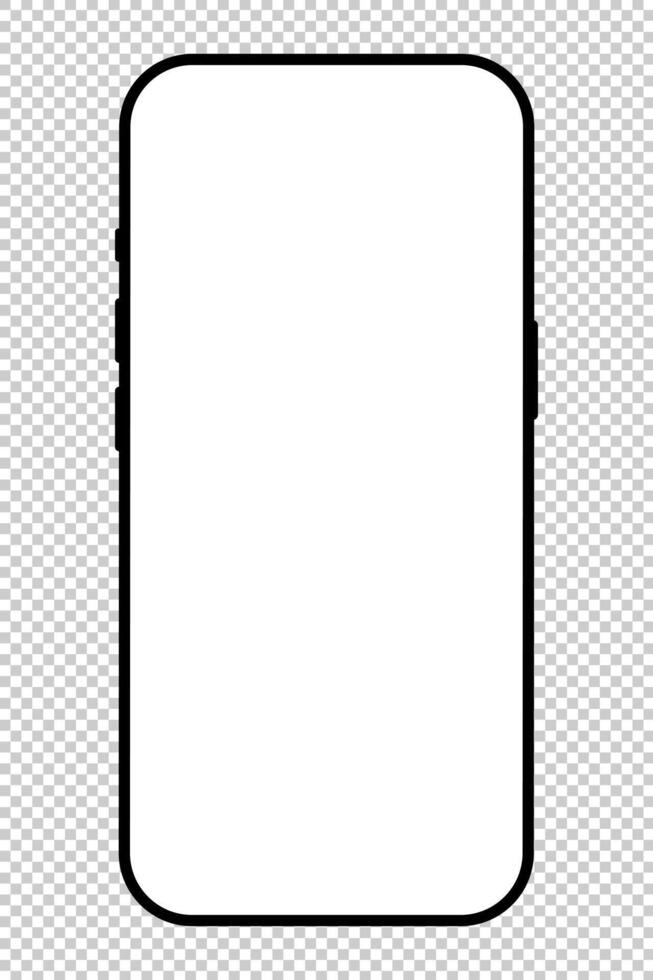 Smartphone frame, backdrop. Gadget symbol icon. Black Mobile phone with white screen. Device front view background. Sign for website design, mobile. Blank smart phone screen template. vector