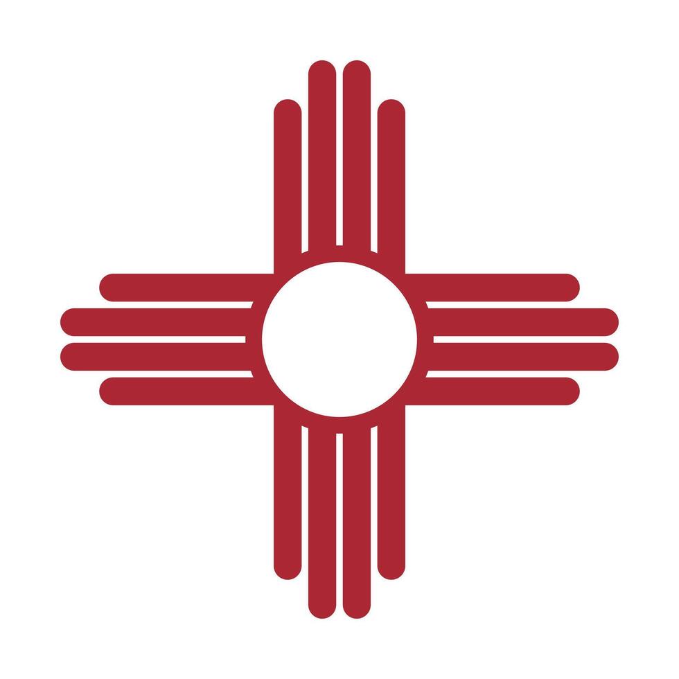 Red symbol on a white background. Native Americans silhouette sign flat icon. New Mexico state simple logotype. vector