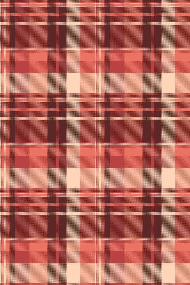 Elegant coral and brown plaid pattern. Perfect for textile design, website backgrounds, or fallthemed projects. This seamless texture offers a sophisticated, rustic feel, evoking warmth and comfort. vector