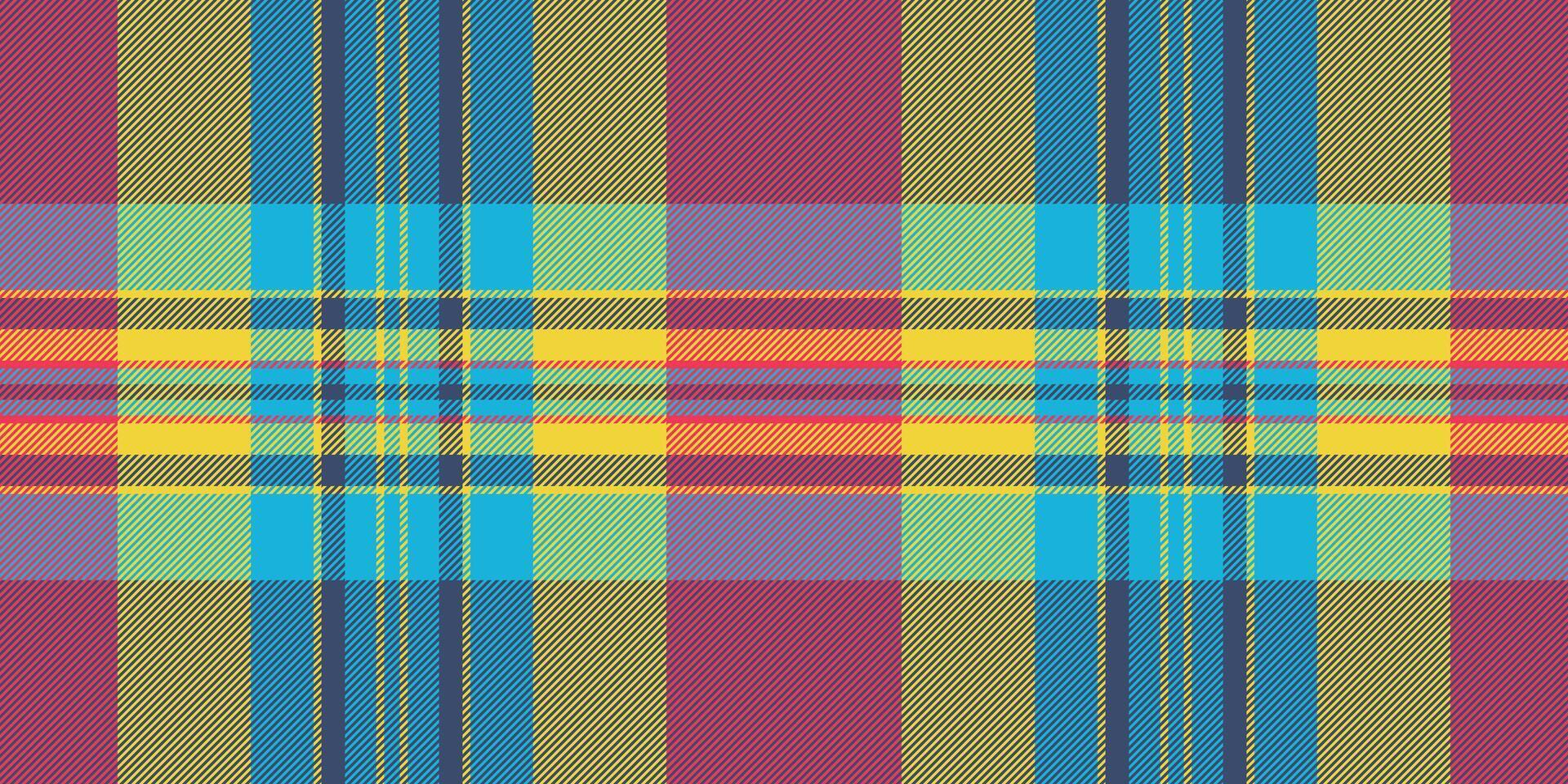 Vibrant, colorful plaid pattern. Perfect for textile designs, website backgrounds, or fashion projects. This cheerful, geometric design evokes feelings of joy and optimism. vector