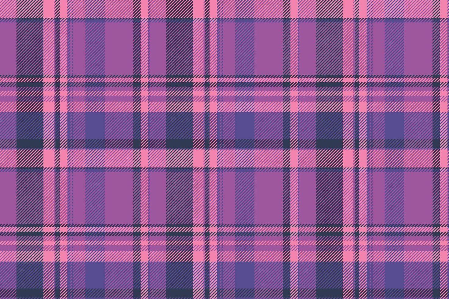 Vibrant tartan pattern with blended lines of pink, violet, and purple. Classic textile design. Ideal for backgrounds, apparel, or graphic elements. vector