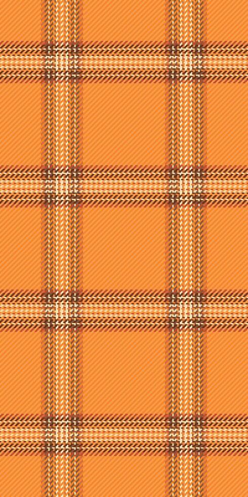 Vibrant orange plaid textile texture. Perfect for autumnal designs, fashion, home decor, or website backgrounds. The interwoven pattern evokes feelings of warmth and comfort. vector