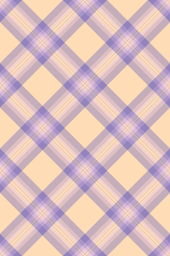 Pastel purple and beige plaid pattern. Elegant seamless texture ideal for fashion, textile, and website backgrounds. Subtle, soft color palette evokes a sense of calm and sophistication. vector