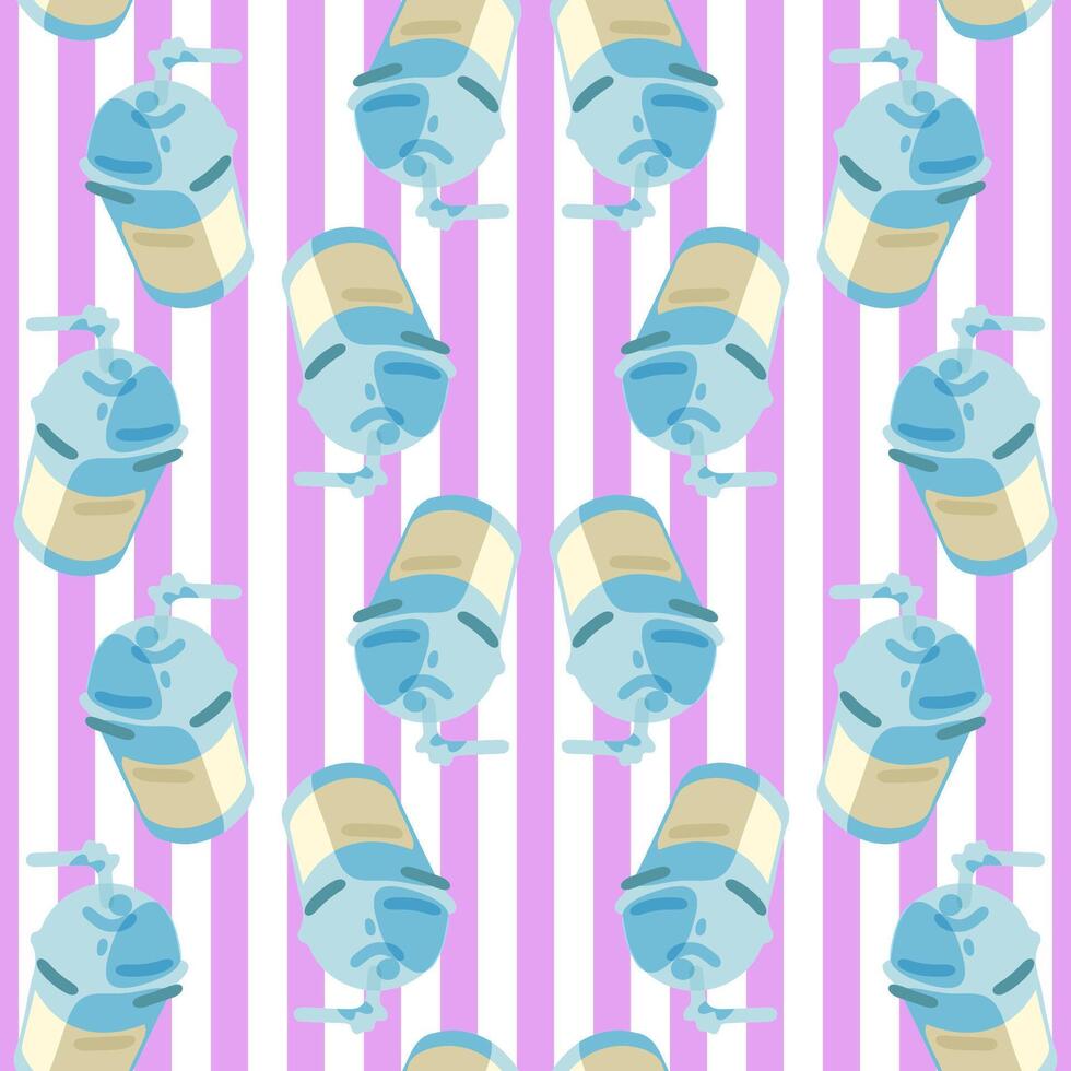Striped Drink Cup Seamless Pattern vector
