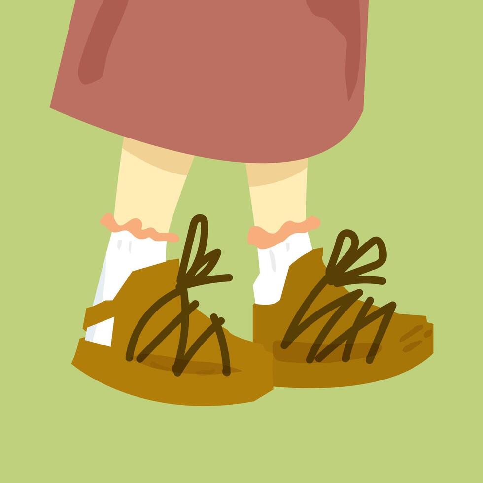 Child Wearing Oversized Sandals Illustration vector