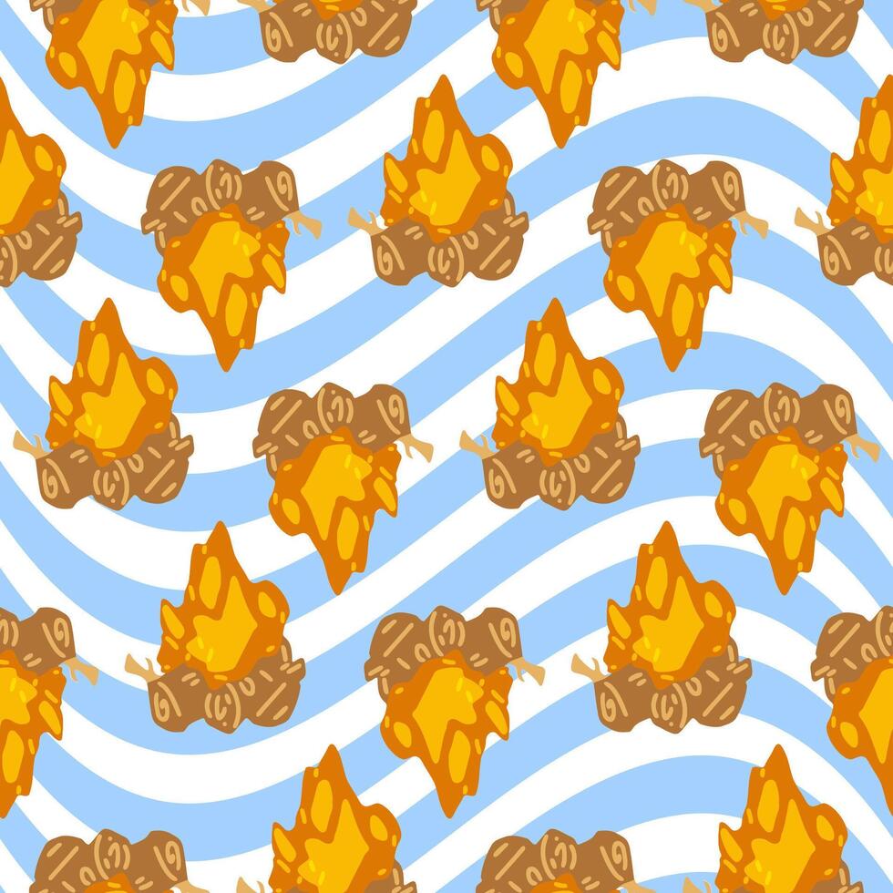 Cartoon Campfire Seamless Pattern vector