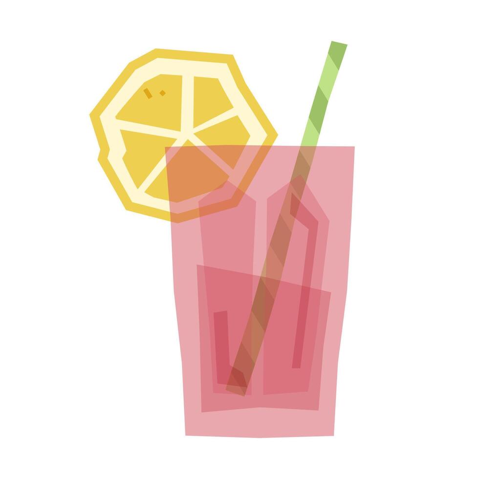 Lemonade Drink Glass Stylized Illustration vector
