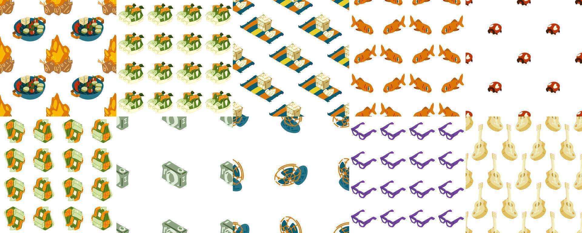 Colorful Summer Seamless Pattern Collection vector