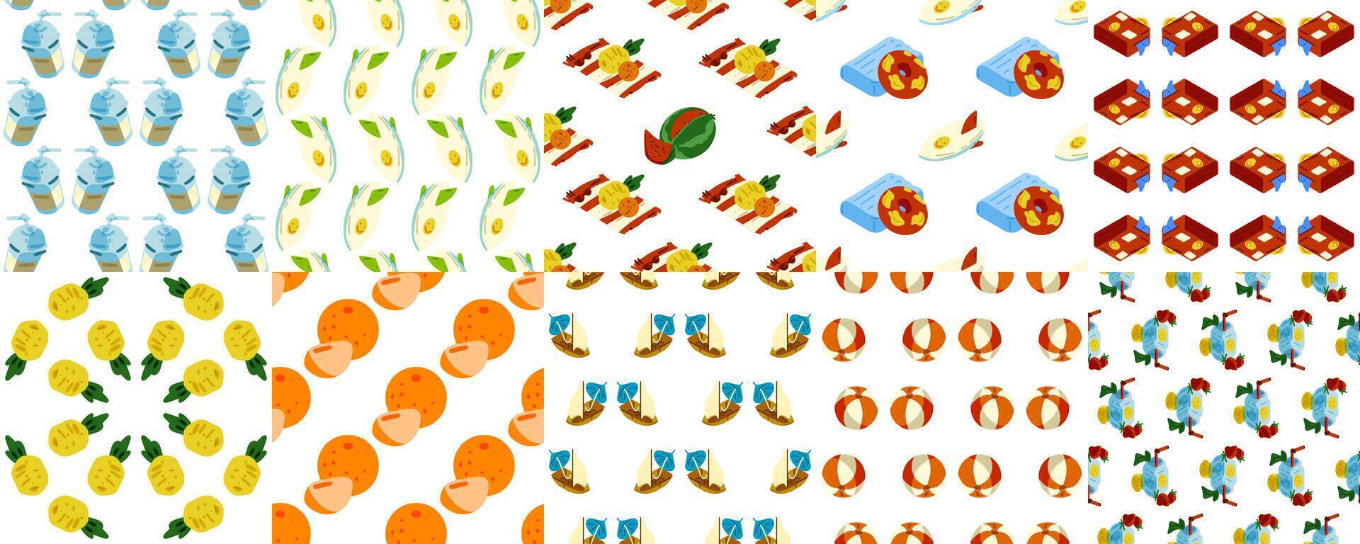 Set of 10 Seamless Summer Sea Travel Patterns vector
