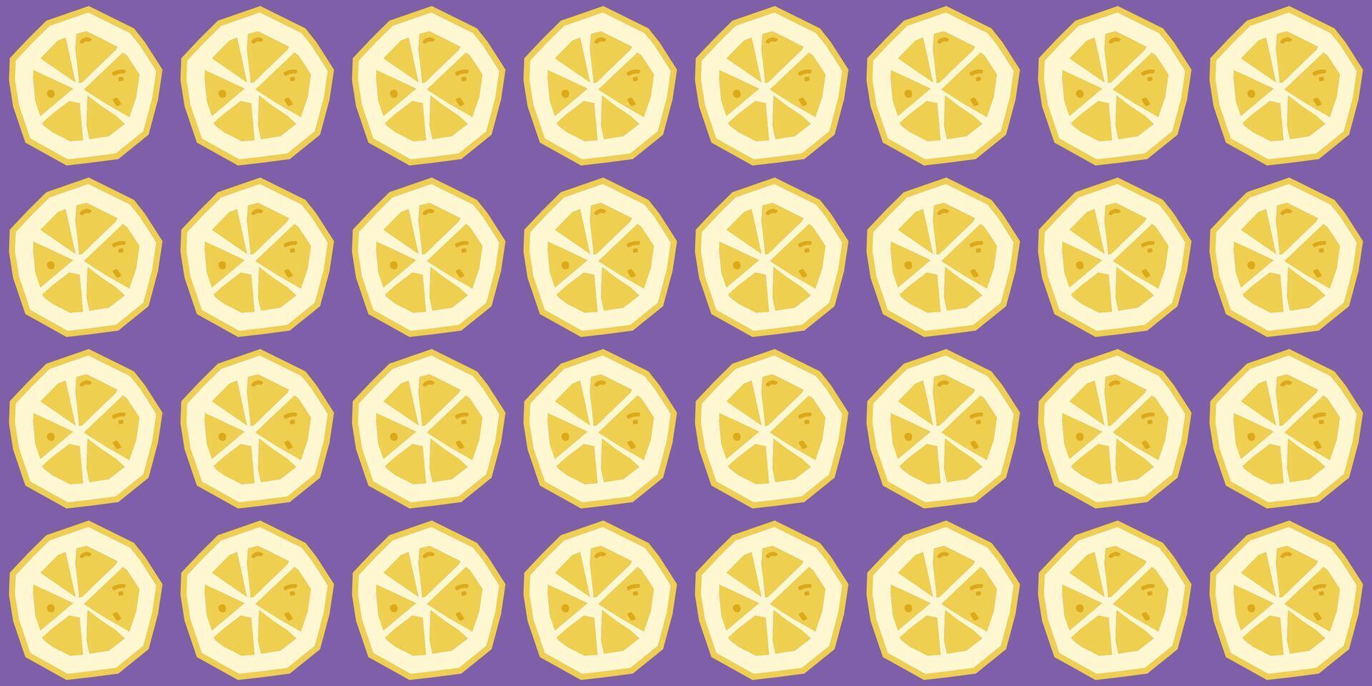 Lemon Slice Flat Seamless Pattern vector