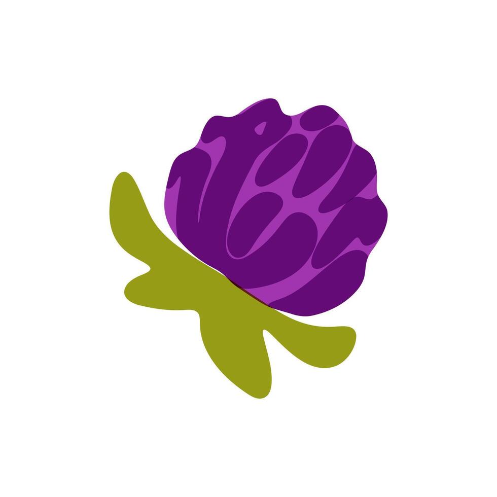 Purple Artichoke with Green Leaves Illustration vector