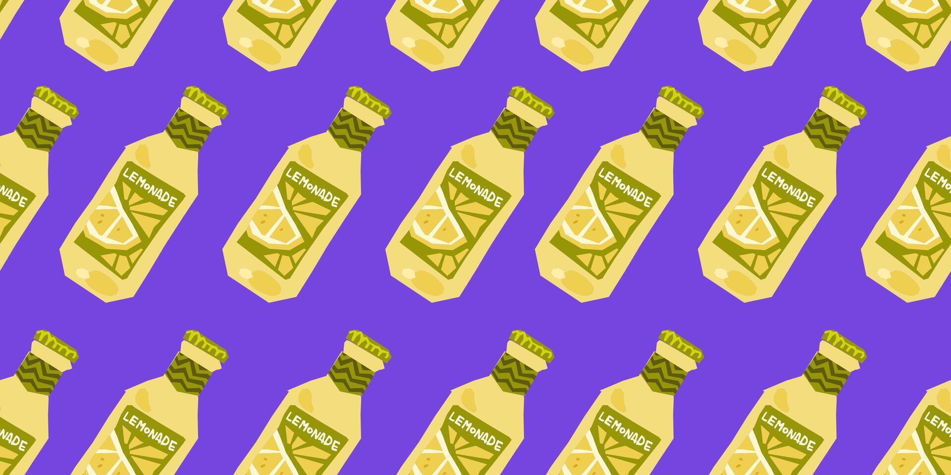 Seamless Pattern with Lemonade Bottles vector