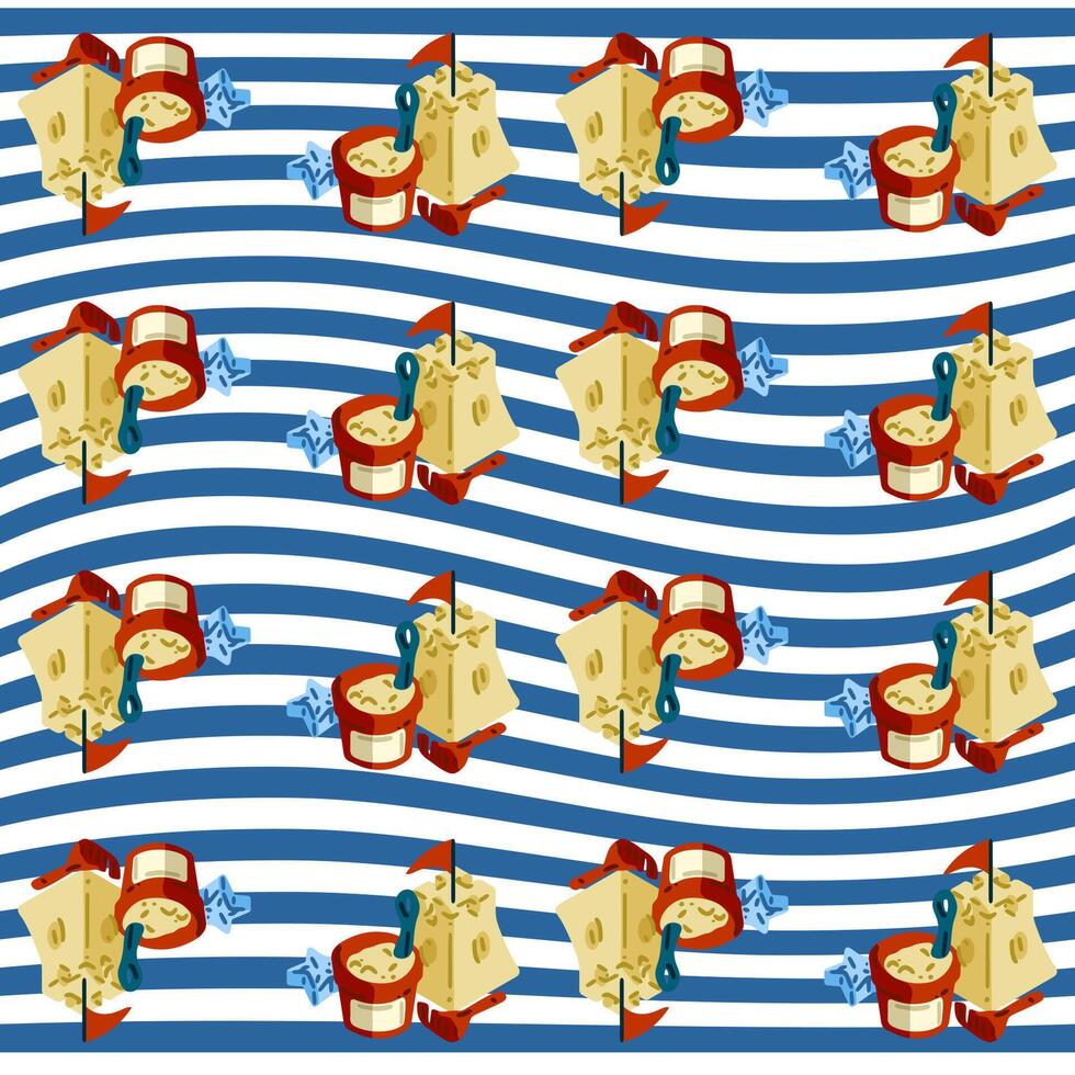 Seamless Pattern of Sandcastle Toys vector