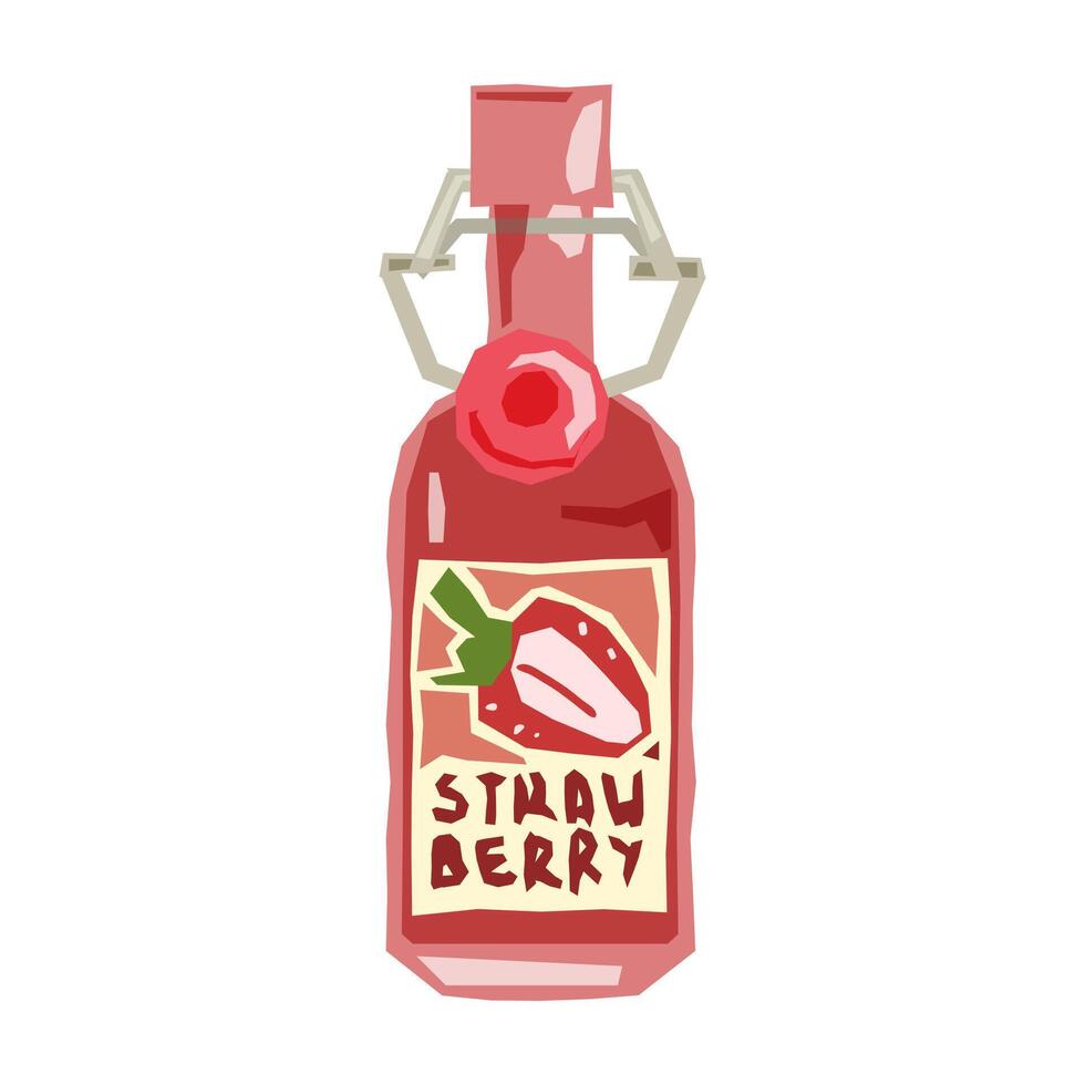 Strawberry Lemonade Bottle Illustration vector