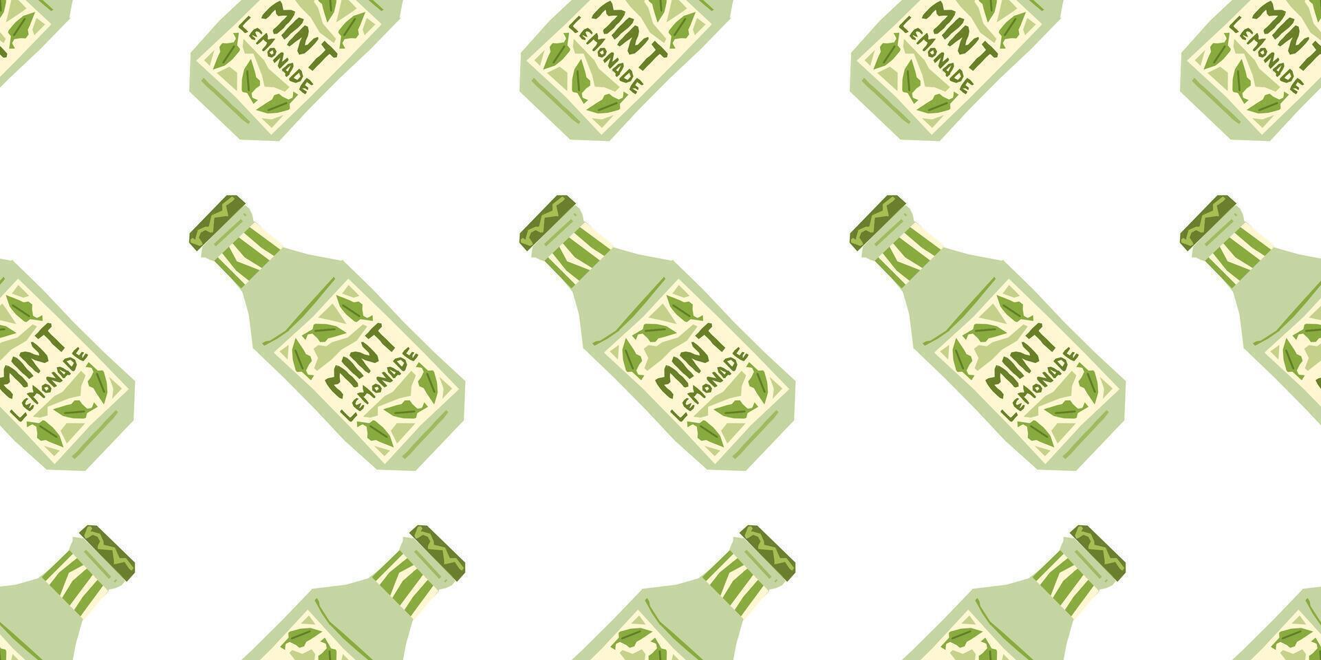 Mint Lemonade Bottle Pattern vector