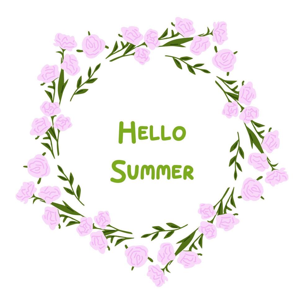 Floral Hello Summer Wreath Frame vector