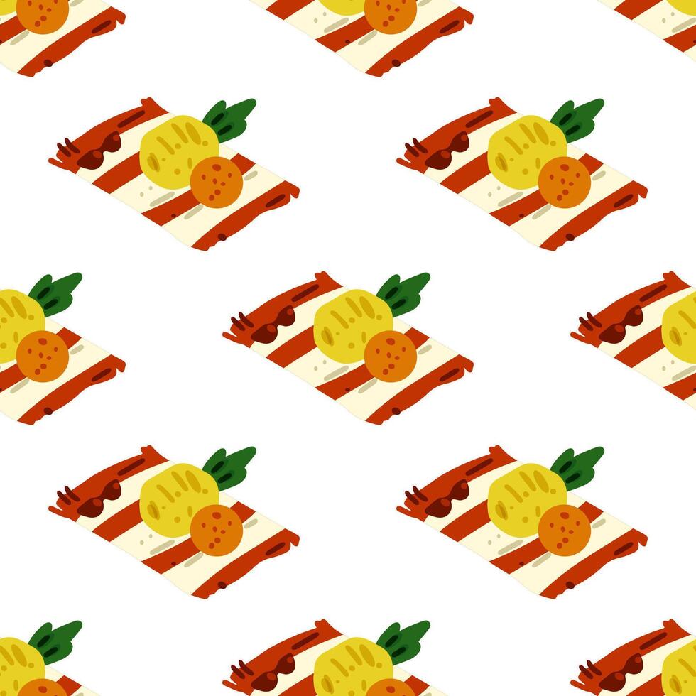 Seamless Picnic Blanket Food Pattern vector