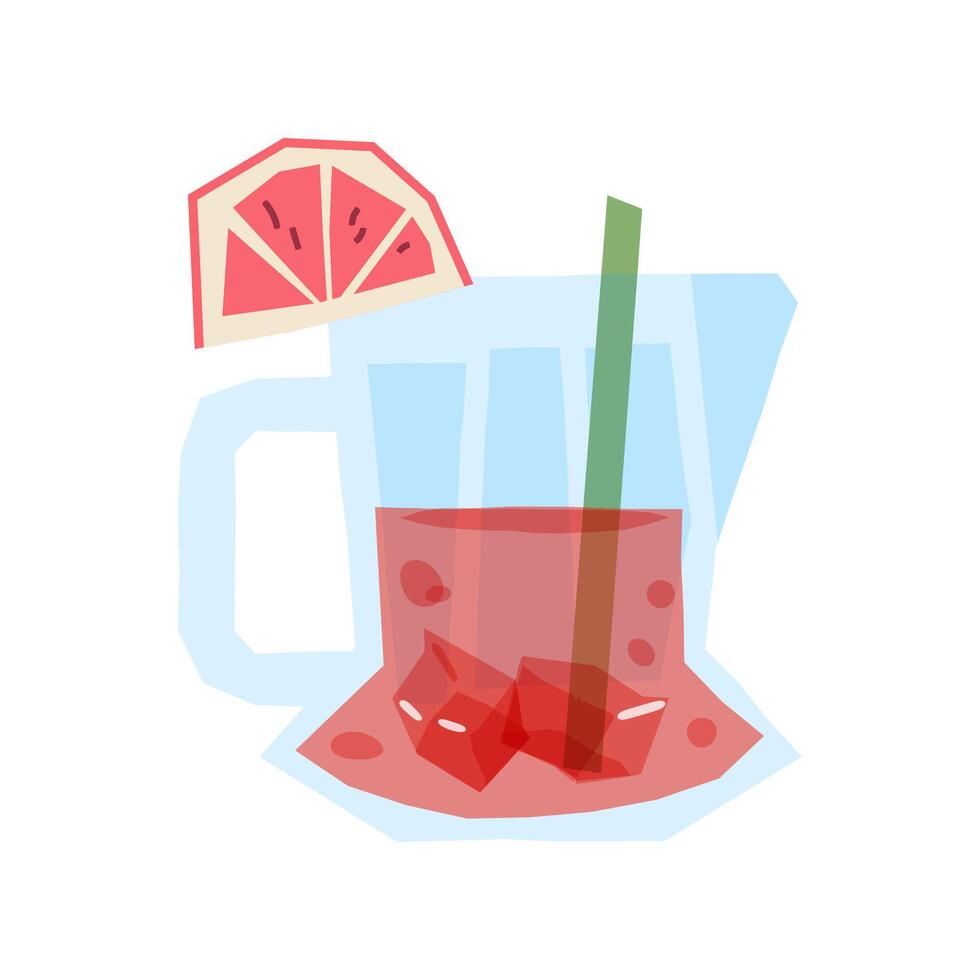 Grapefruit Ice Drink Flat Illustration vector