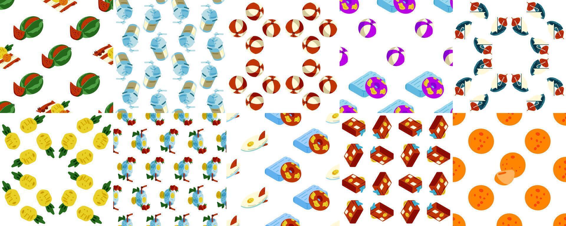 Ocean Journey Cartoon Pattern Bundle vector