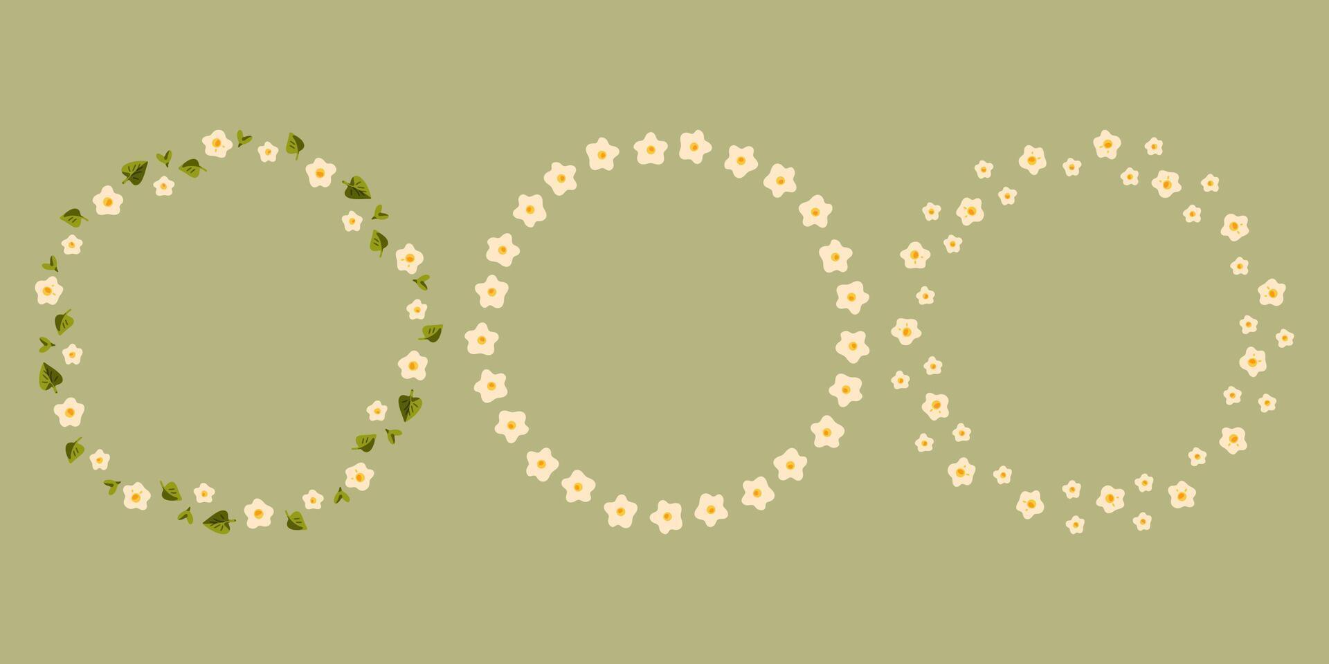 Minimal Summer Floral Wreath Trio vector
