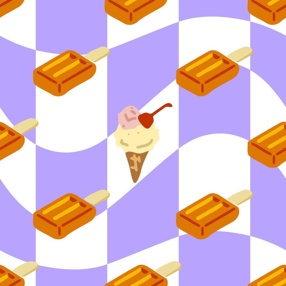 Ice Cream Treats Seamless Pattern vector