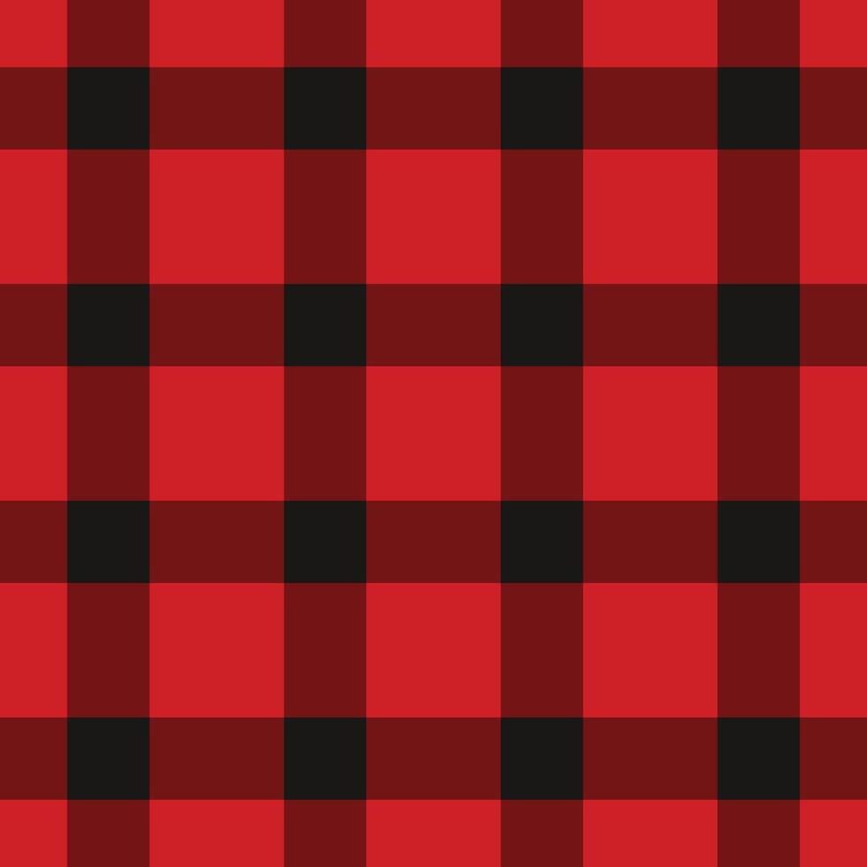 Vibrant red and black buffalo plaid pattern. Perfect for holiday designs, rustic backgrounds, or textile projects. This classic check evokes warmth, comfort, and a sense of tradition. vector