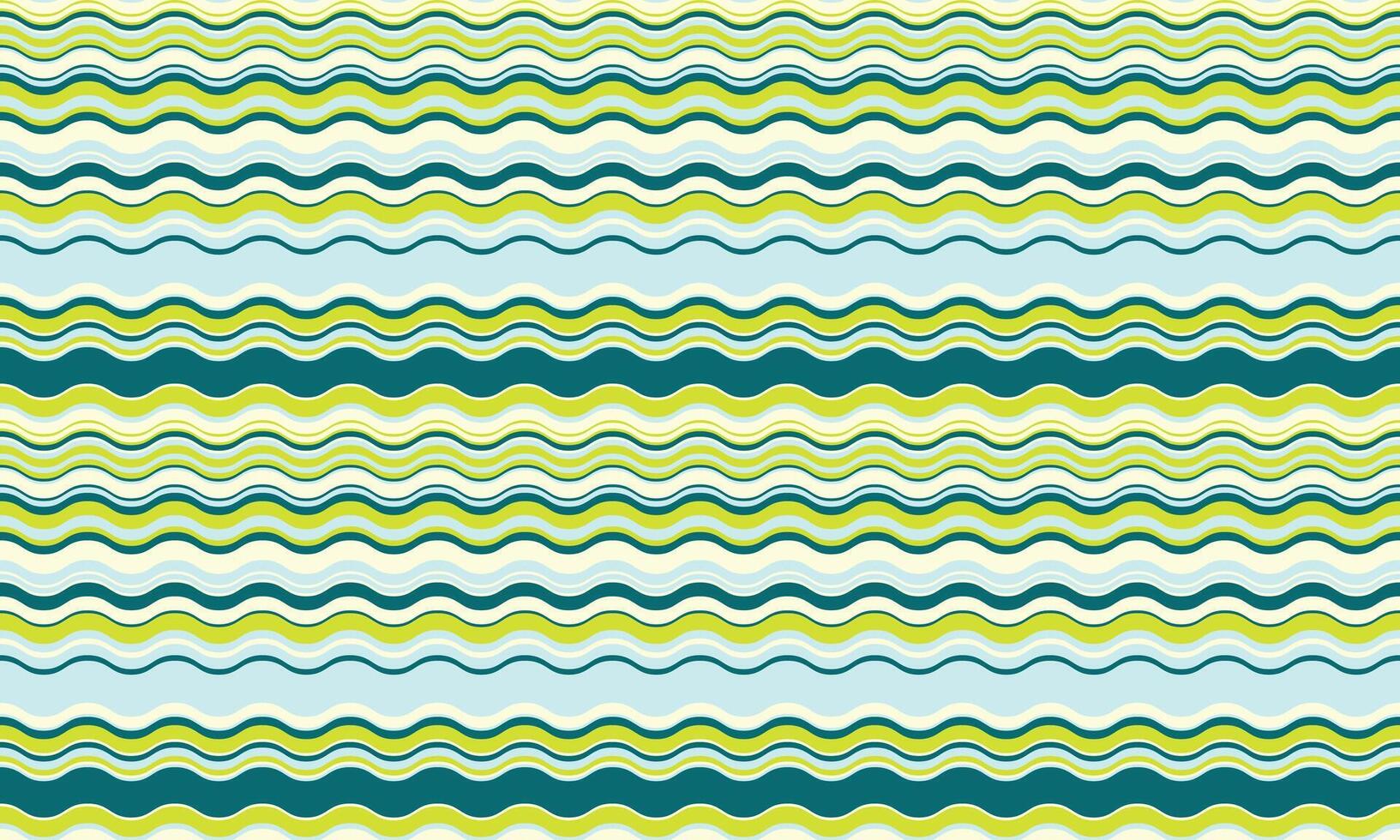 Vibrant wavy stripes in calming greens and blues create a cheerful, seamless pattern. vector